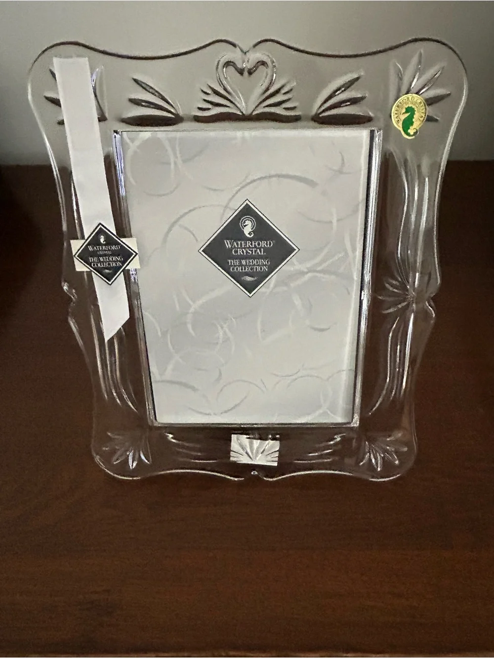 Waterford Crystal The Wedding Collection 5x7 Photo Frame with Swans Heart
